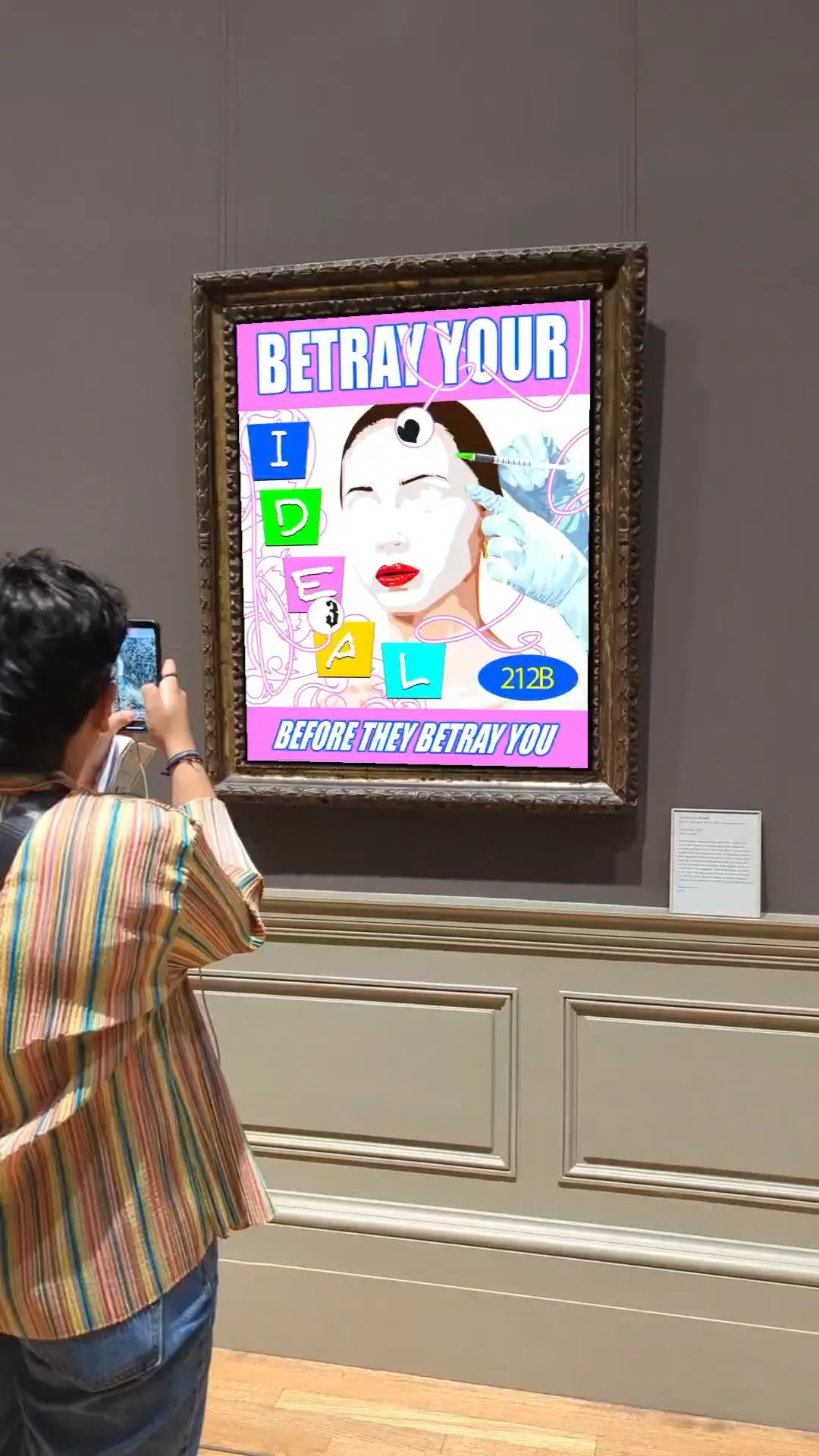 Pink graphic art print with a cosmetic procedure image and the words Betray Your Ideal Before They Betray You